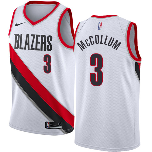 #3 Nike Authentic C.J. McCollum Men's White NBA Jersey - Portland Trail Blazers Association Edition