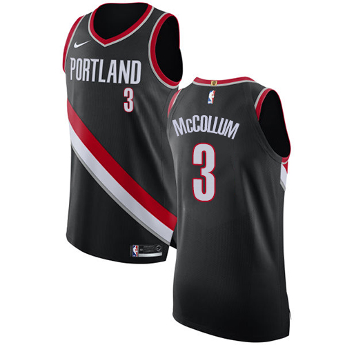 #3 Nike Authentic C.J. McCollum Men's Black NBA Jersey - Portland Trail Blazers Icon Edition
