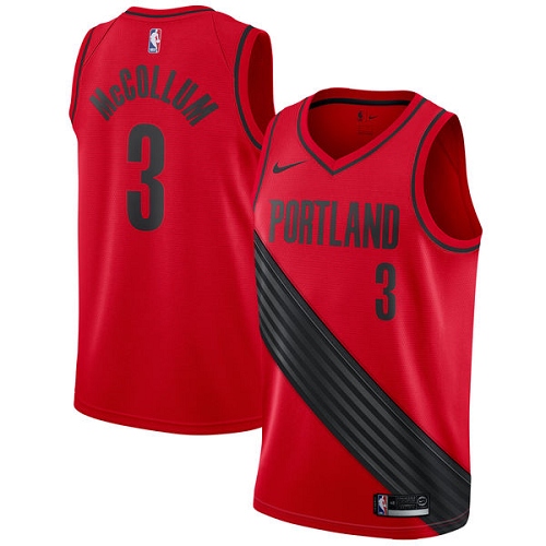 #3 Nike Authentic C.J. McCollum Men's Red NBA Jersey - Portland Trail Blazers Statement Edition