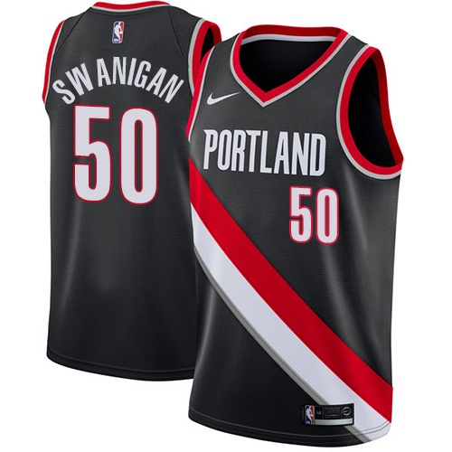 #50 Nike Swingman Caleb Swanigan Men's Black NBA Jersey - Portland Trail Blazers Icon Edition