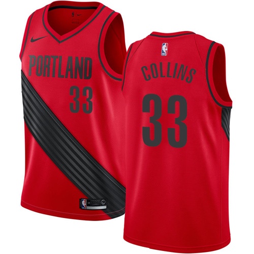 #33 Nike Authentic Zach Collins Men's Red NBA Jersey - Portland Trail Blazers Statement Edition