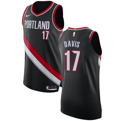 #17 Nike Authentic Ed Davis Men's Black NBA Jersey - Portland Trail Blazers Icon Edition