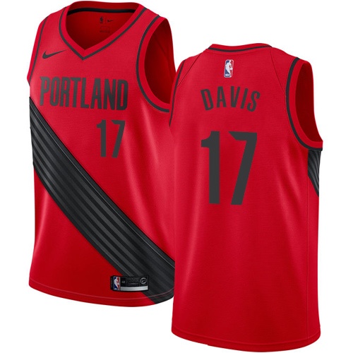 #17 Nike Authentic Ed Davis Men's Red NBA Jersey - Portland Trail Blazers Statement Edition
