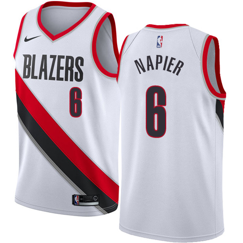 #6 Nike Authentic Shabazz Napier Men's White NBA Jersey - Portland Trail Blazers Association Edition