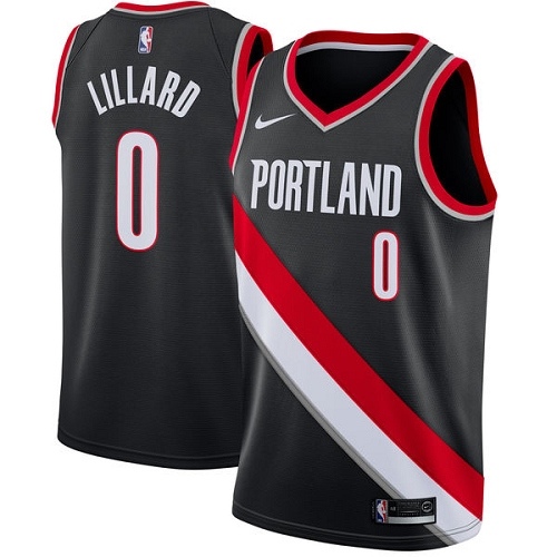 #0 Nike Swingman Damian Lillard Women's Black NBA Jersey - Portland Trail Blazers Icon Edition