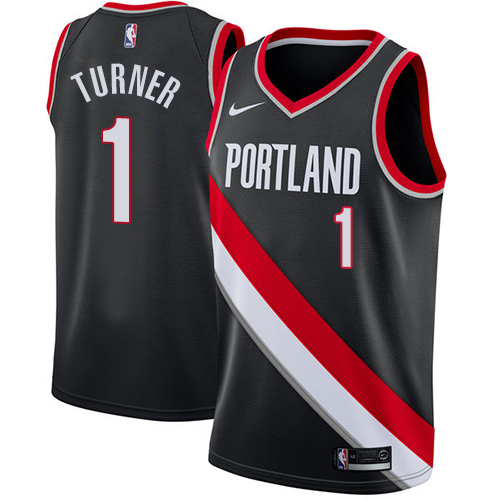 #1 Nike Swingman Evan Turner Men's Black NBA Jersey - Portland Trail Blazers Icon Edition