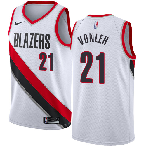 #21 Nike Swingman Noah Vonleh Women's White NBA Jersey - Portland Trail Blazers Association Edition