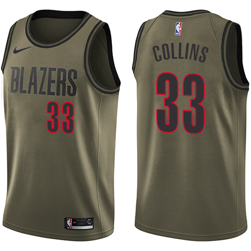 #33 Nike Swingman Zach Collins Men's Green NBA Jersey - Portland Trail Blazers Salute to Service