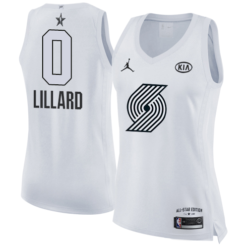 #0 Nike Jordan Swingman Damian Lillard Women's White NBA Jersey - Portland Trail Blazers 2018 All-Star Game