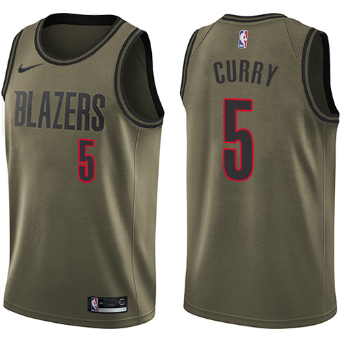 #5 Nike Swingman Seth Curry Men's Green NBA Jersey - Portland Trail Blazers Salute to Service